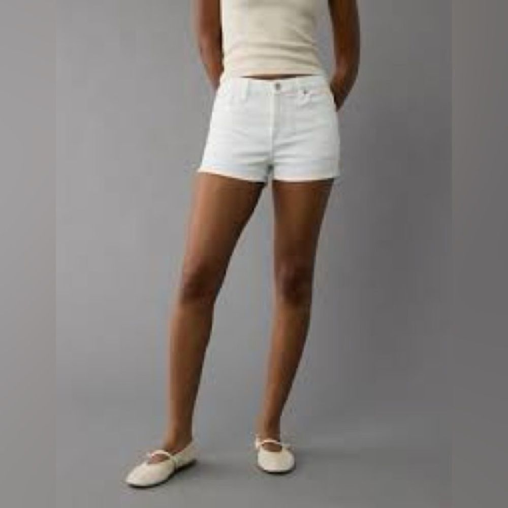 American Eagle Outfitters White High-Rise Denim Shorts